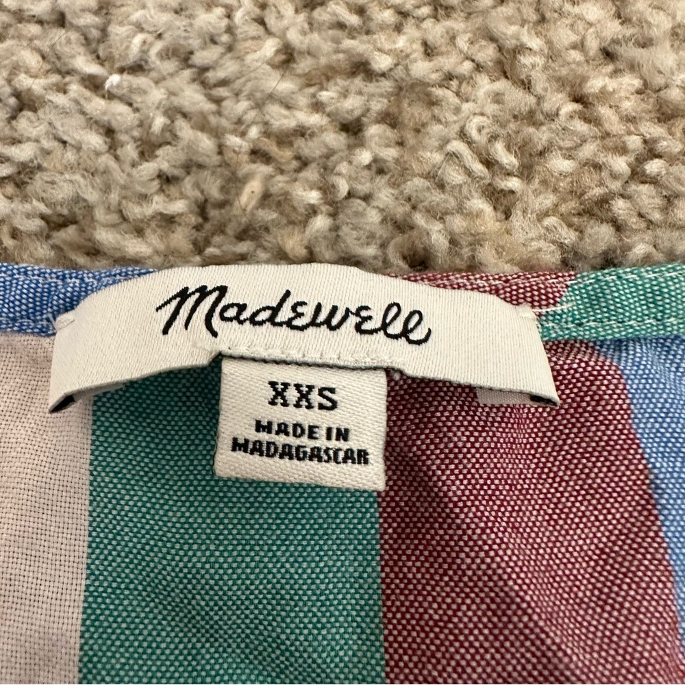 Madewell Novel Tie-Front Button Top in Flagstaff Stripe  Multicolor Preppy - Picture 5 of 7